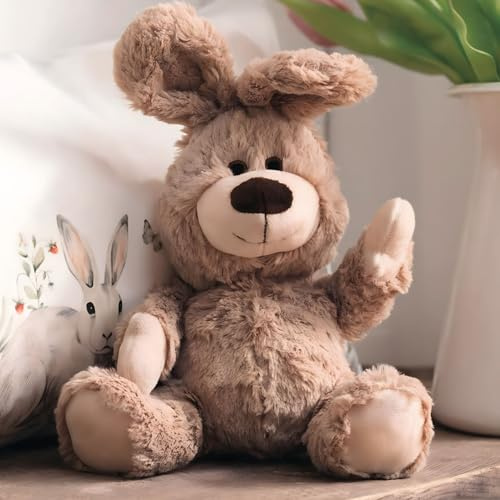 Dekoleidenschaft Kuscheltier Hase aus flauschig weichem Kunstfell, Plüschtier 32 cm, Stofftier braun