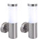 Trango 2er Pack IP44 Außenleuchte 8000L/2, Wandleuchte aus Edelstahl & Kunststoff mit E27 Fassung Passend für LED Leuchtmittel, Außenwandleuchte, Außenlampe, Wandlampe ohne Leuchtmittel