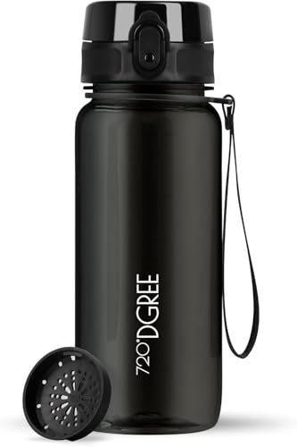 720°DGREE Water Bottle “uberBottle“ - 650 ml crystalClear +Fruit-Infuser - BPA-Free Tritan, Leakproof, Reusable Drinking Bottle - Sports Bottle for Gym, School, Fitness, Cycling, Travel, Office