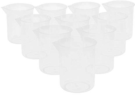 10 misurini graduati in plastica per liquidi, trasparenti, 100 ml