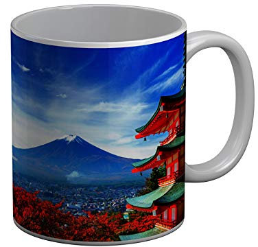 Fabulous Mug Céramique Japon Mont Fuji Temple Montagne Ville Paysage Decoration