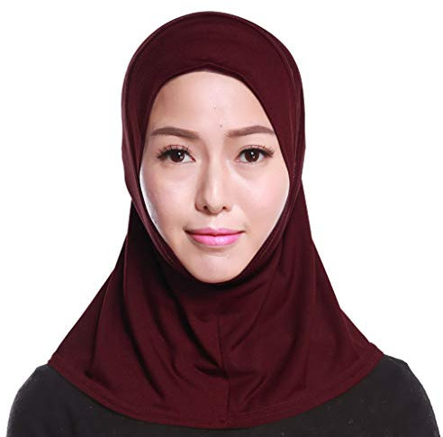Lazzboy Schal Beading India Hat Muslim Ruffle Cancer Chemo Wrap Cap Scarf Hijab Kopftuch Für Muslimische Frauen Kopfbedeckung Solide Weiche Maxi(Wein)