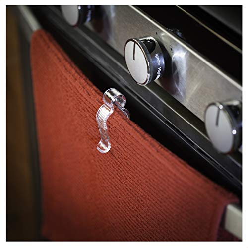 Kitchen & Bathroom Hand Towel Clip (3-Pack): Clear, Keeps Towels Off Floor