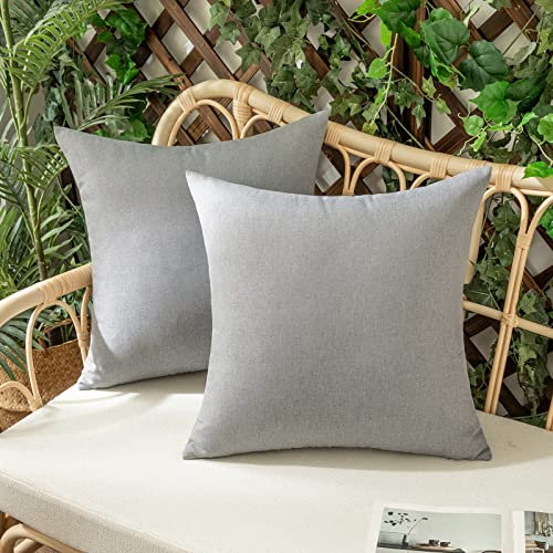 Woaboy 2er Set Outdoor Kissenbezüge Wasserfeste Kissen Wasserdicht Kissenhülle Dekohülle Sofakissen Moderne Couchkissen für Draußer Sofa Balkon Terrasse Garten 50 x 50 cm Hellgrau