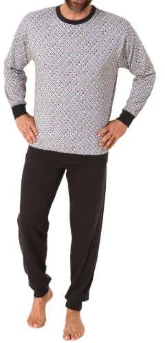 Eleganter Herren Schlafanzug Langarm mit Bündchen in edler Minimal-Optik - 112 101 10 710