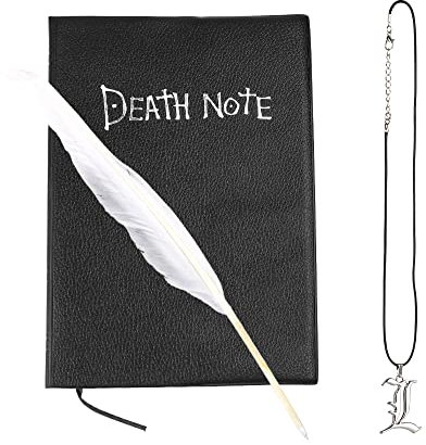 Death Note Notizbuch, MOPOIN Anime Tagebuch mit Feder und Kette für Cosplay Fans von Anime Büro Schule Studenten Geschenk, Maße 21x 15 cm 148 Seiten