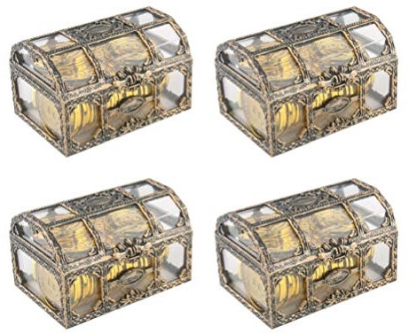 jojofuny 4 Stück Kristalldekor Schmuckstück Andenken Display Schmuck-Organizer-Fach Heimdekorationen Miniaturspeicher Spielzeuge Piraten- Schatztruhe Cofre x Jahrgang Kind Requisiten