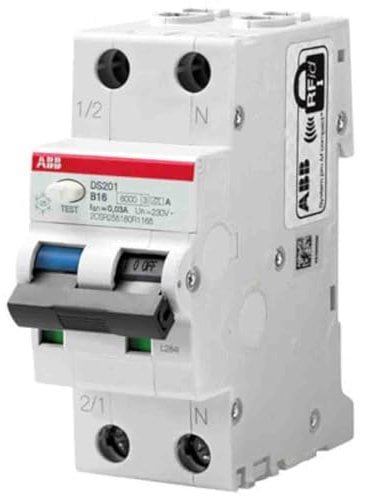ABB DS201 B10 A10 FI/LS-Schalter 6kA, 1P+N, Typ A, B 10, 10mA 2CSR255180R0105
