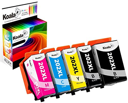 Koala 202XL Druckerpatronen Kompatible für Epson 202 XL 202XL Tintenpatrone Multipack für Expression Premium XP-6000 XP-6005 XP-6100 XP-6105 XP-6001 Patronen (Schwarz/Foto Schwarz/Cyan/Magenta/Gelb)