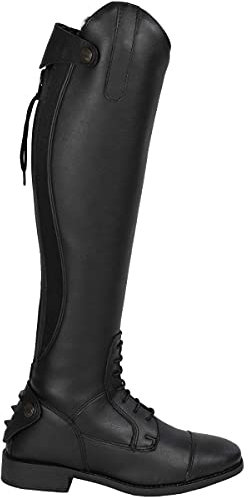 RL24 - Winter Reitstiefel für Damen Calgary – warme Damenstiefel zum Reiten – Stiefel aus Kunstleder mit Teddyfell & Reißverschluss – Winterstiefel in schwarz – Gr. 38 kurz