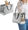 NewEle Modische Hundetasche für kleine Hunde mit Schultergurt, hält bis zu 4.5 kg, hochwertiges PU-Leder, Haustiertrage, Katzentasche, Welpenbörse für Reisen (Grau, kleine Größe)