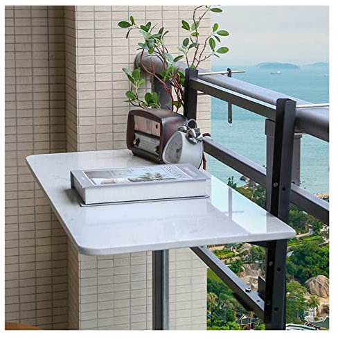 JSSSM Balkonhängetisch Klappbar Hängetisch Klapptisch Wandmontage 3 Höhenverstellbar Hängend 60x40cm Balkontisch für Terrasse, Garten, Balkon Color : Black Stand(White), Size : 80x35cm