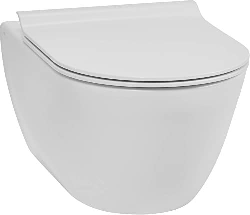 Ben Segno Hänge-WC mit Tiefspül mit Slimseat Nanobeschichtung WC-Sitz und Tornado-Spülung Matte Weiß - Wand-WC - Keramik