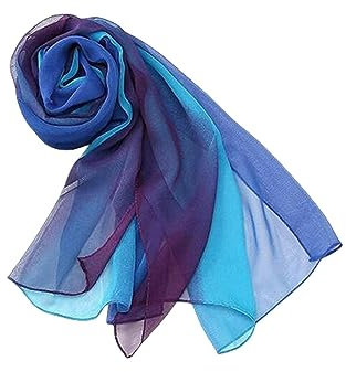 PARREN Seidentuch Sommer Ankunft Mode Chiffon Schals Gradient Farben Georgette Weibliche Seidenschals 50 * 160Cm-Blau Lila