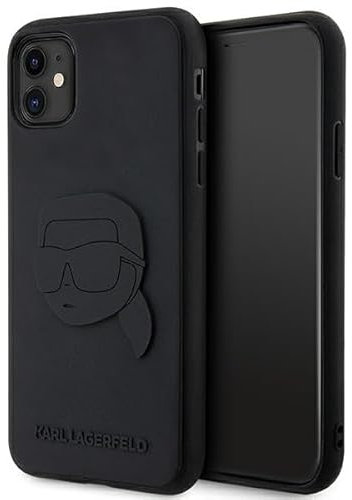 Karl Lagerfeld KLHCN613DRKNK Hülle für iPhone 11 / Xr 6.1 Schwarz hardcase Rubber Karl Head 3D