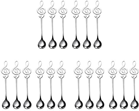 VENEKA 18Er Pack Süße TeelöFfel Edelstahl Musiknotation Geformte KaffeelöFfel Dessert Kuchen Eis ZuckerlöFfel