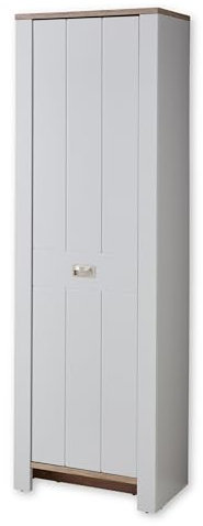 Stella Trading Dijon Garderobenschrank in Ashgrey, Viking Oak Optik - Moderner Flurgarderoben Schrank mit viel Stauraum - 65 x 201 x 38 cm (B/H/T)