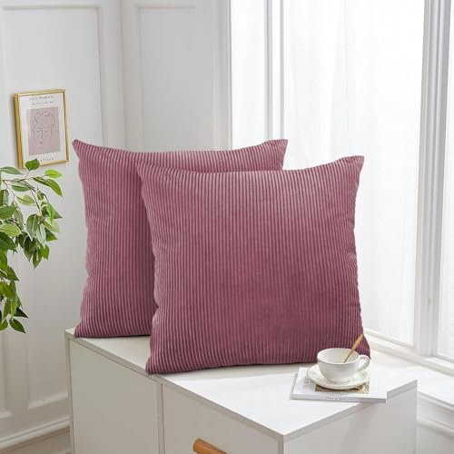 Aspire Homeware Pink Cushions with Covers Included 45 x 45 cm Set of 4 Pcs (2-Cushion Covers, 2-Inserts) with Invisible Zipper Pattern Cushion for Home Décor, Bedroom & Sofa (18x18 Inchs)