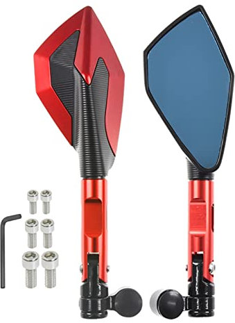 Motorrad 8 10mm Spiegel Rückspiegel Universal CNC Spiegel Für Vespa Granturismo 125/200 GTS 125/250 S125/150/300 Super Compatible Motorradspiegel (Farbe : ROT)