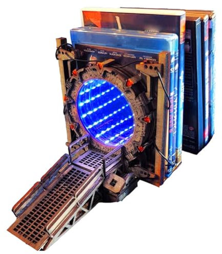 Socueny Fermalibri Stargate, Ornamenti, Lampade da Tavolo, Regali, Fermalibri Portale Illuminato a LED, Porta Galassia Bidirezionale, Creativo
