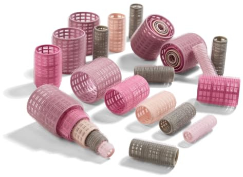 Conair Lot de 31 bigoudis auto-agrippants de tailles et de couleurs assorties, bigoudis sans chaleur, rose, gris et violet