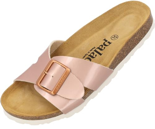 Palado Pantoletten Damen Tinos - bequeme Sandalen Made in Spain - elegante Hausschuhe mit Kork-Fußbett - modische Sommerschuhe