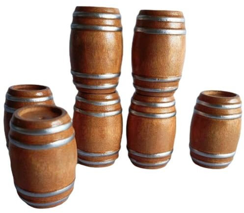 Ericetion 7 Stück Miniatur-bierfass Aus Holz, 1:12 Puppenhaus, Weinfass, Mini-bierfass, Fassmodell, Mikro-landschaftsdekoration