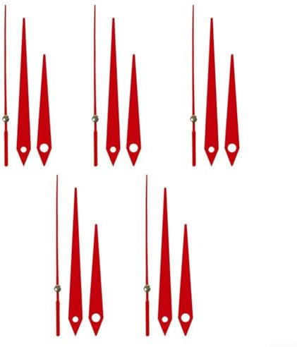 CWOQOCW 5-teiliges Uhrenzeiger-Set, aus Aluminium, Aluminium, Zeiger-Kits, DIY-Reparaturteile, Ersatzuhr-Reparatur (rot)