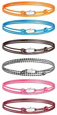APMGONT Surfer Armband Set,6 Stück Boho Surfer Armbänder,Schmales Wickelarmband Damen,Stoff-Armband, Wasserfest & Verstellbar - Freundschaftsarmbänder Mädchen (setzen 1)