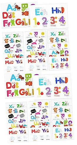 VICASKY 36 Blätter Aufkleber für die frühkindliche Bildung kinderzimmer wandsticker wall stickers for room Alphabet-Wandaufkleber für Kinder Alphabet Nummernaufkleber Tieraufkleber