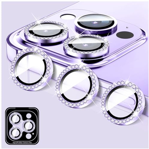 LucBuy Protezione per Fotocamera Compatibile con iPhone 12 Pro Max, Copertura per Obiettivo Della Fotocamera in Vetro Temperato Diamond, Anelli Metallici Autoallineanti Individuali