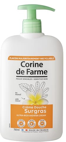 Corine de Farme - Crème Douche Surgras au Monoï - pH Neutre pour la Peau, Origine Naturelle - Contrôle Dermatologique - Fabrication 100% Française - 750ml