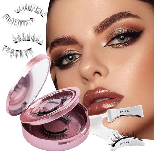Magnetic Eyelashes with Applicator, GEMERRY 2 Pair Magnetic Lashes Natural Look, Reusable Eyelashes Magnetic Without Eyeliner, No Glue Needed Eye Lashes Magnetic, Easy to Wear and Remove