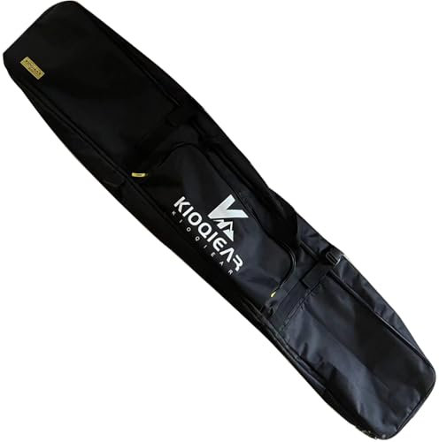 Kioqiear Roll-Skitasche mit Rädern für Flugreisen, gepolsterte Doppel-Skitasche für 2 Paar Ski bis 175 oder 190 cm, Schwarz, 175 cm