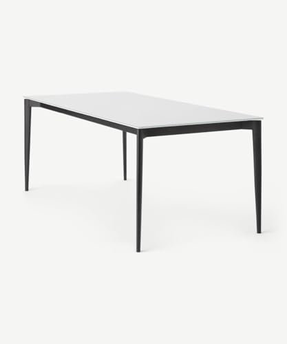 STONES HOME FURNITURE Phoenix - Mesa extensible (190/270 x 90 cm) de cristal blanco