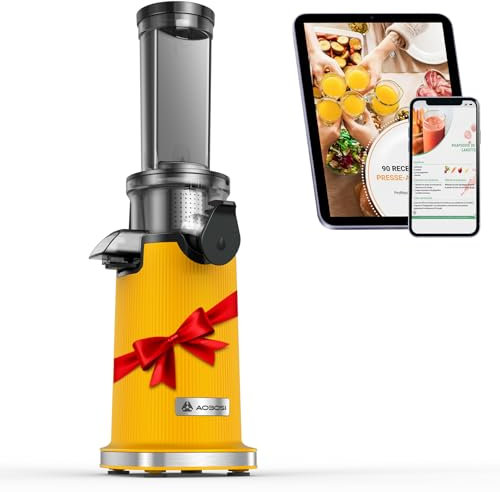 Mini Extractor de zumos y verduras AAOBOSI-exprimidor electrico con función de masticación inversa-licuadora prensado en frio con cepillo y 2 tazas- Exprimidor multifuncional-extractor de zumos.