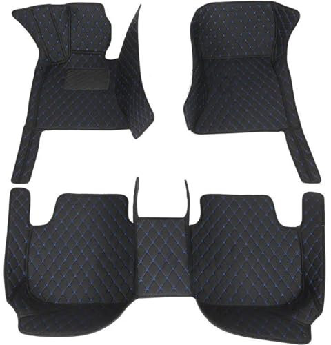 DZSMACHENGSM Fußmatten Luxus Leder 3D RHD Lhd Custom Auto Matte Mit Taschen Boden Teppich Teppiche Für Nissan Für Patrol Für Y61 Y62 2012-2018 Fußmatten Automatten(Schwarz Blau)