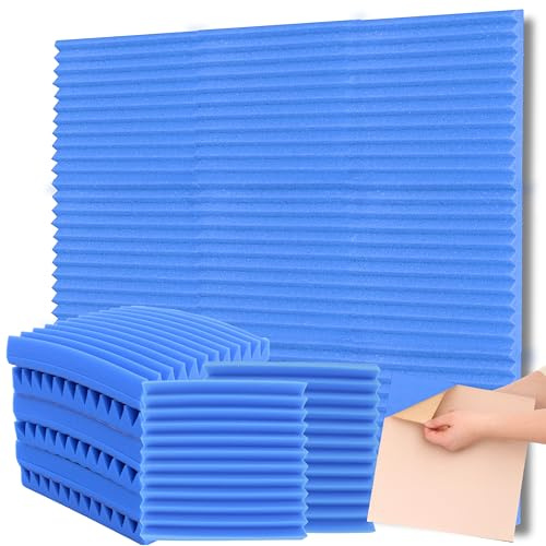 Self-Adhesive Acoustic Wall Panels 36-Pack covers 34.98 ft² (3.24 m²) - Triangular Peel and Stick Sound Proofing Panels 12x12x1.7In (30x30x4.5cm) for Echo & Noise Absorption in Recording Studio, Blue