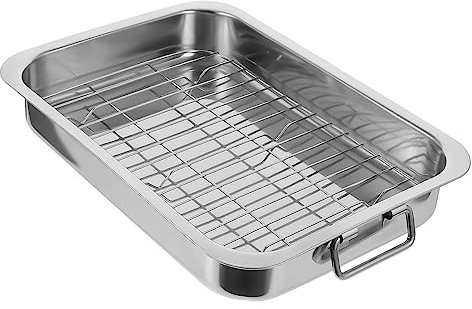 LIFKOME Bandeja Para Horno Rectangular Con Rejilla Kit De Bandeja Para Hornear