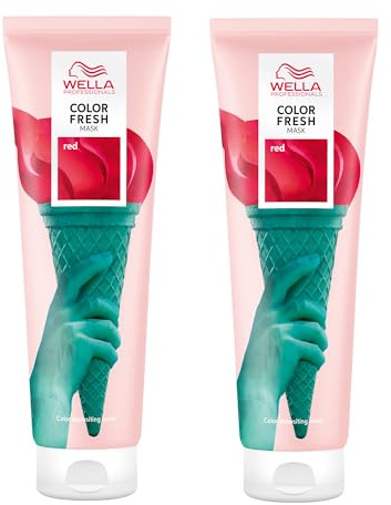 Wella Professionals Color Fresh Mask Red – Haarkur für eine sichtbare Transformation der Haarfarbe – pflegende Tönung mit Avocadoöl – für aufgehelltes und helles Haar – 2er Pack (je 150 ml)