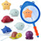 CutitiUU 9 Stück Badespielzeug Baby ab 1 2 3 4 5 Jahr,Wasserspielzeug Kinder Badewannenspielzeug Pool Spielzeug,Baby Badespielzeug,Ohne Loch Wasserspielzeug mit Fischernetz für Kinder