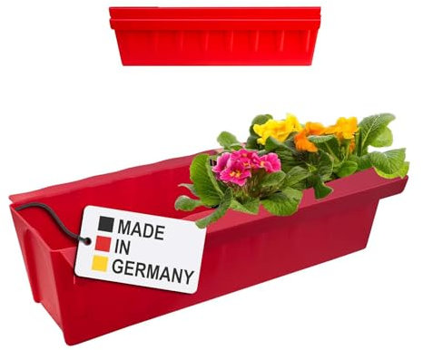 Hossi's Wholesale 2 Euro-Paletten Blumenkästen-Einsätze | mit Hängesystem zum Einhängen | 37,3cm Rot | Pflanzkasten für Europalette Palette | Balkonkasten | Blumentopf | extrem stabil