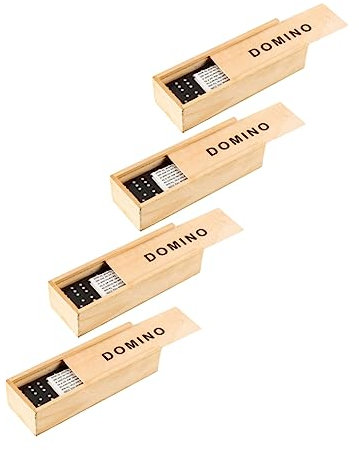JUMPLAWN 4sätze Interaktiven Holzdomino-Sets Lustiges Familienspielzeug Für Erwachsene Für Kreative Bauprojekte Mit Praktischem Aufbewahrungsbox