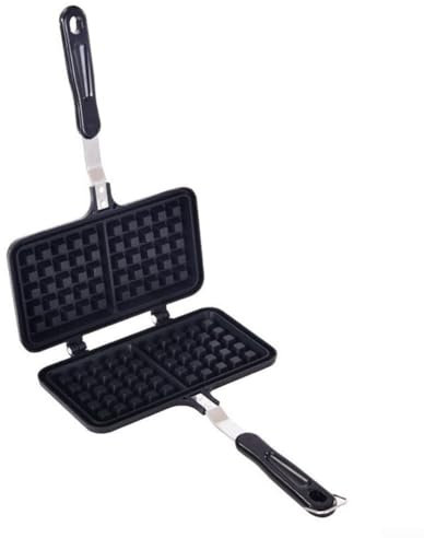 DAZZLEEX Gaufrier belge rotatif à gaz avec plateau anti-adhésif spécialement revêtu pour la cuisine à la maison, design polyvalent et peu encombrant (gaufres à deux têtes)