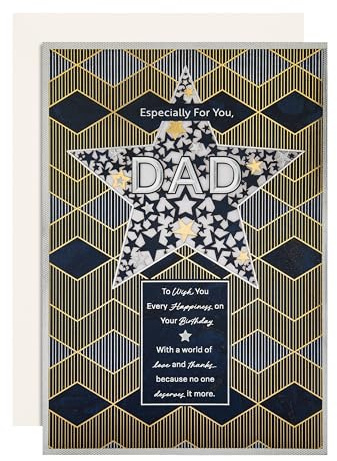 Hallmark Birthday Card for Dad, Dark Pattern with Star Design, Blue