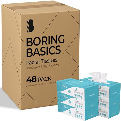 Ultra Soft 3-Ply 24 Boxes Facial Tissues, 100 Sheets per Box,Count Bulk Pack, Strong & Gentle Tissue Paper for Home & Office - White (24)