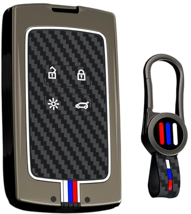 ontto Coque de clé de voiture lumineuse - Convient pour Dacia Duster 2 2025 Jogger 2024 Sandero 2023 Stepway 3 2022 Sandero 3 - Étui de protection en métal - Porte-clés - 4 boutons - Noir
