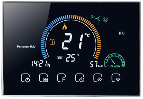 MasYosh 5A Smart Thermostat Switch WiFi App Voice Control Programmierbares Touchscreen -Thermostat für Home -Bodenheizung AC95-240V (Schwarz)
