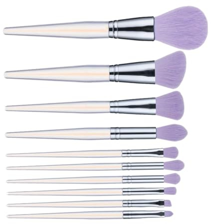 EPIGEIST 10 Stück 10 teiliges Make up Pinselset Gesicht Augen Lidschatten Pinsel Kunstfasern Transparent Violett Leicht Tragbar Kosmetikwerkzeuge für Damen Reise und Alltag