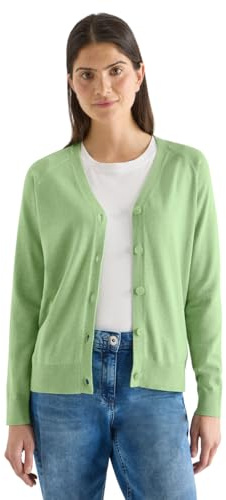 Cecil Basic Cardigan mit V-Neck und Knöpfen Bamboo Green Melange L